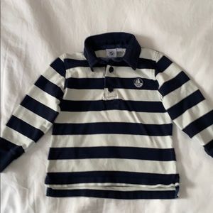 Petit Bateau long sleeve striped polo size 3